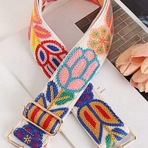 Boho Vibrant Floral Embroidered Guitar Handbag Strap